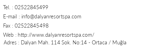 Dalyan Resort Spa telefon numaralar, faks, e-mail, posta adresi ve iletiim bilgileri